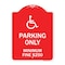 Signmission W/ Modified Isa Icon Parking Minimum Fine $250, Red & White Aluminum Sign, 18" x 24", RW-1824-22700 A-DES-RW-1824-22700 - alternate 1
